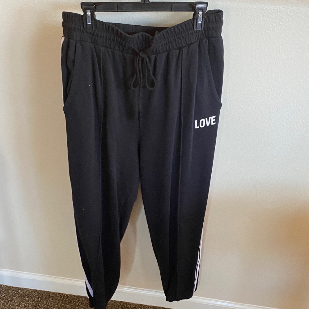 No Boundaries Black Track Pants with White Accents